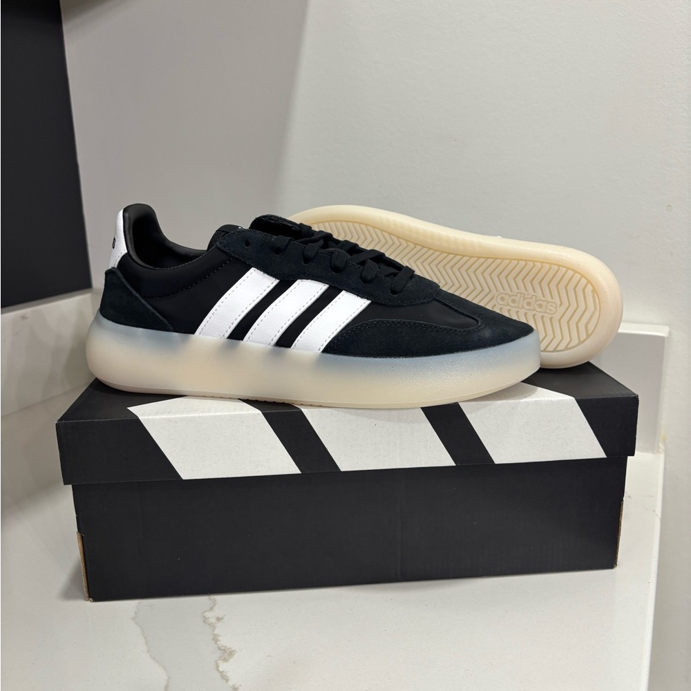 adidas Women’s Black Sneakers with White Three Stripes
